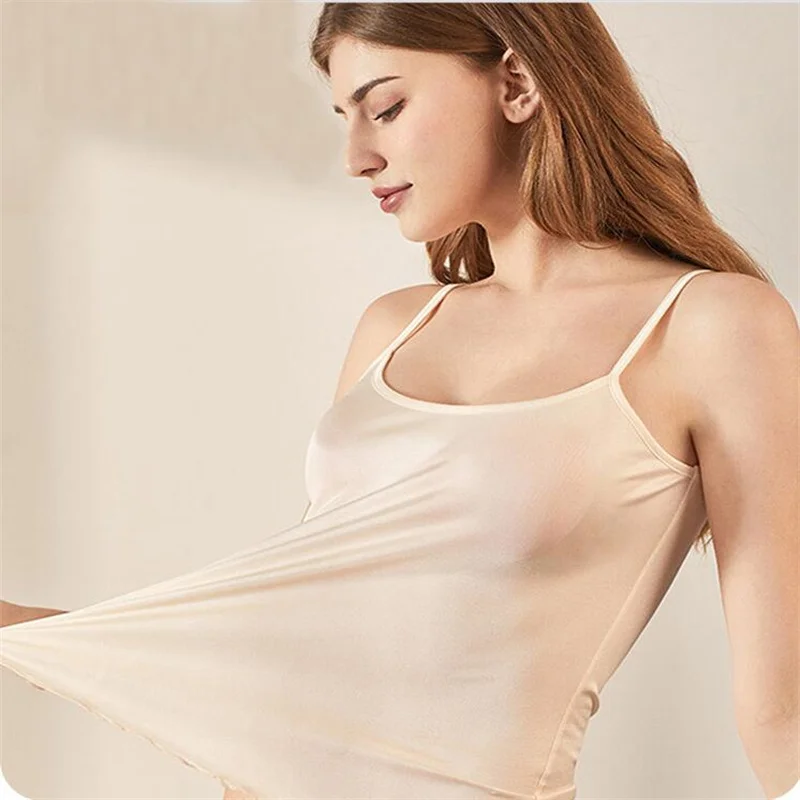 Nuova Estate 100% Cinturino In Seta Di Gelso Naturale Top Da Donna Halter Scollo A U Solid Cami Vest Canotta In Seta Senza Maniche Canotta Da Donna