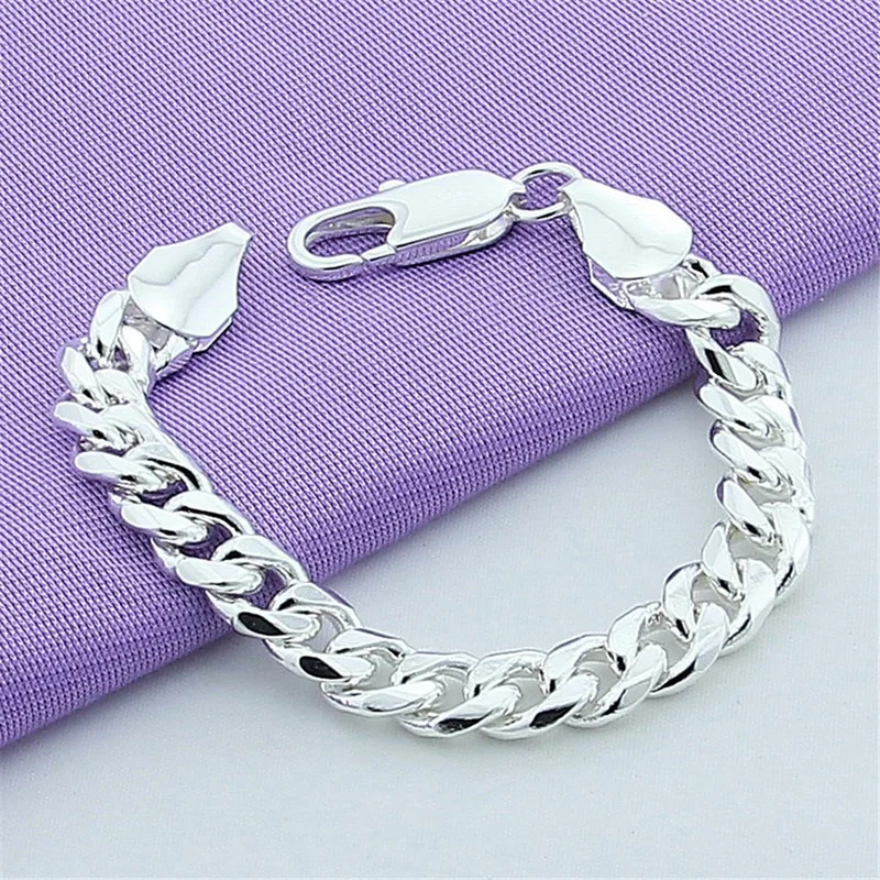 Nuovo Bracciale In Argento Sterling 925 Bracciale Laterale In Argento 10Mm Bracciale Uomo E Donna Gioielli Bracciali Gioielli