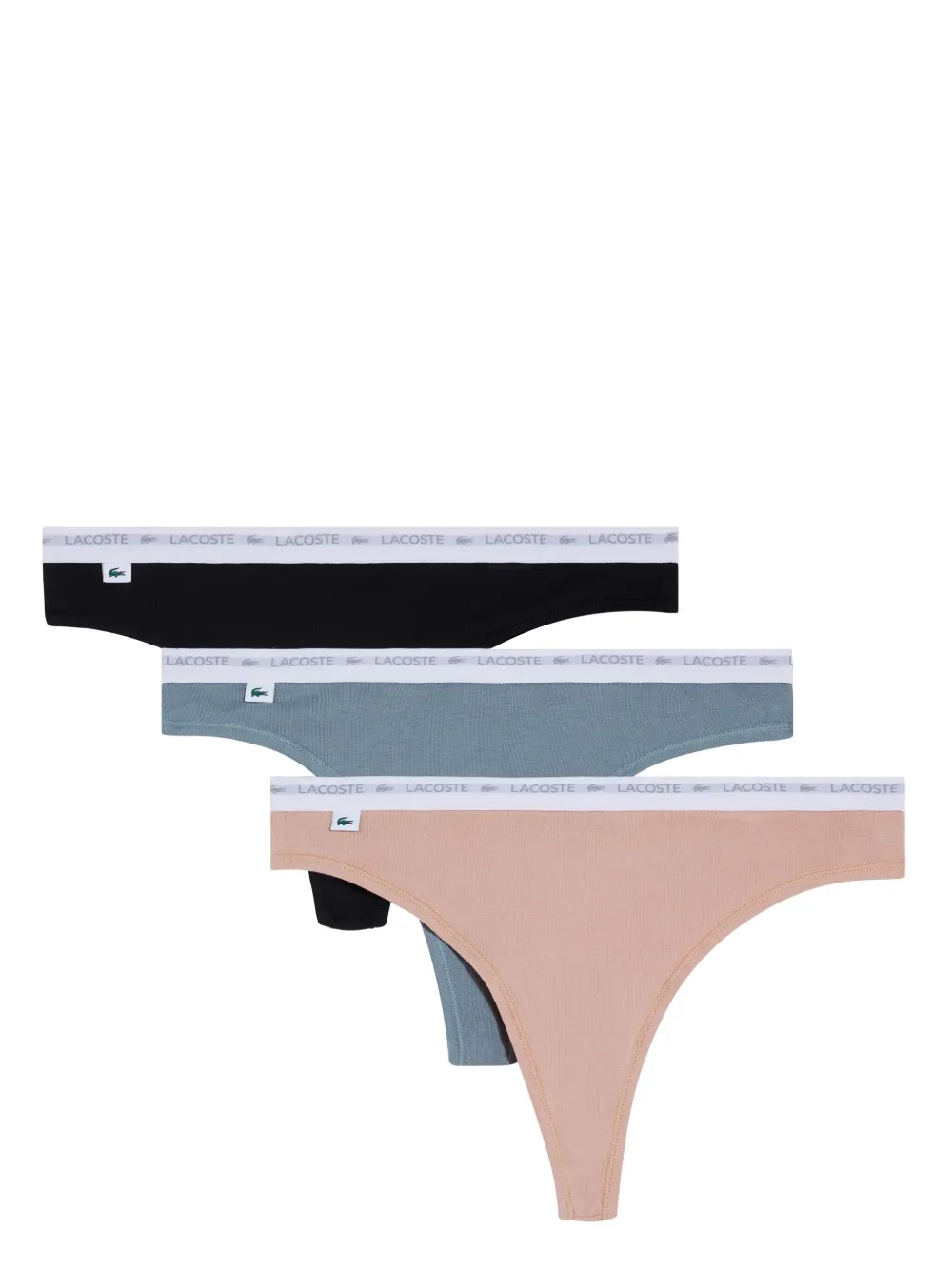 Lacoste logo-waistband thong (pack of three) - Blu