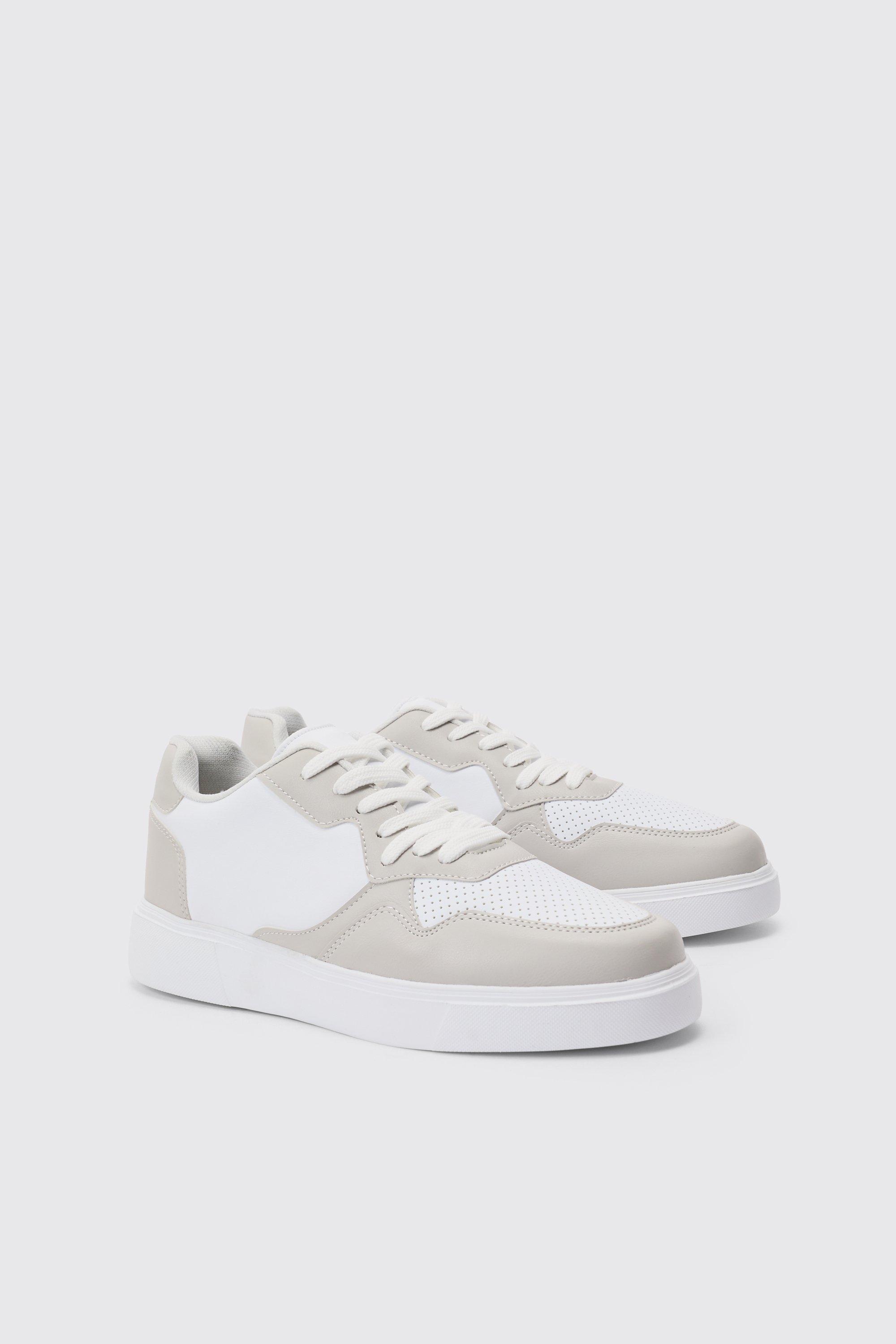 Chunky Mesh Panel Trainers In Light Grey, Grigio