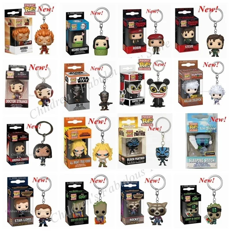 Nuovi 38 Stili Portachiavi Funko Stitch Strange Chavez Pumpkin King Groot Vampire Teddy Ig-11 Action Figure Model Toys For Gifts