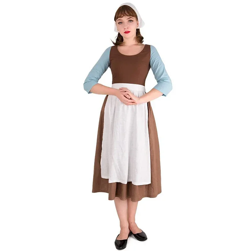 Cenerentola Halloween Party Costume Kids Princess Dress Up Christmas Fancy Abbigliamento Per Bambini Cosplay Maid Dress Brown Dress