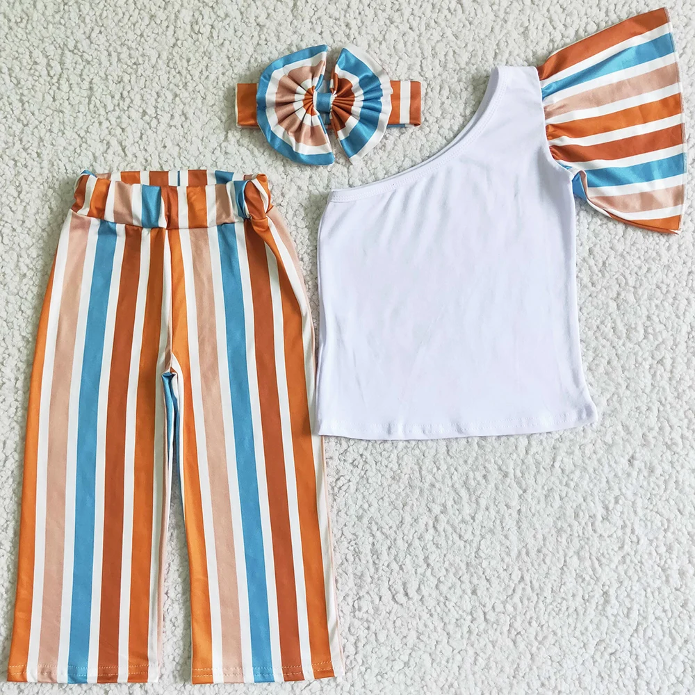 Rts Baby Girl Clothes Bell Bottom Outfits Boutique Kids Girls Abbigliamento Con Fascia Cute Toddler Girl Clothes Outfit All'Ingrosso