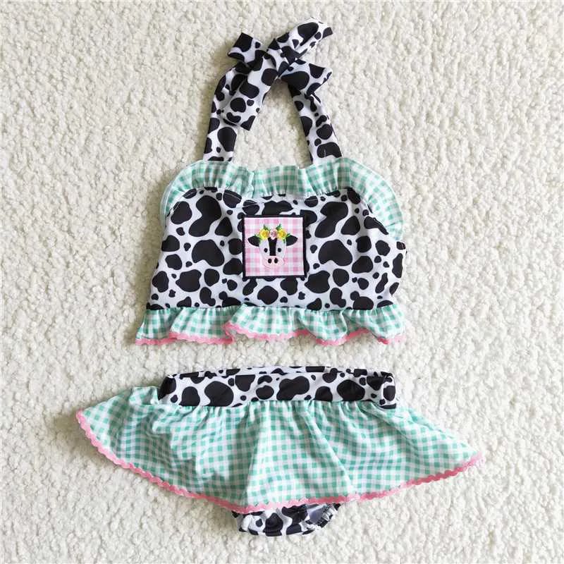 Nuova Moda Estiva Stampa Mucca Neonate Halter Mare Boutique Costumi Da Bagno Bambini Costumi Da Bagno Costumi Da Bagno