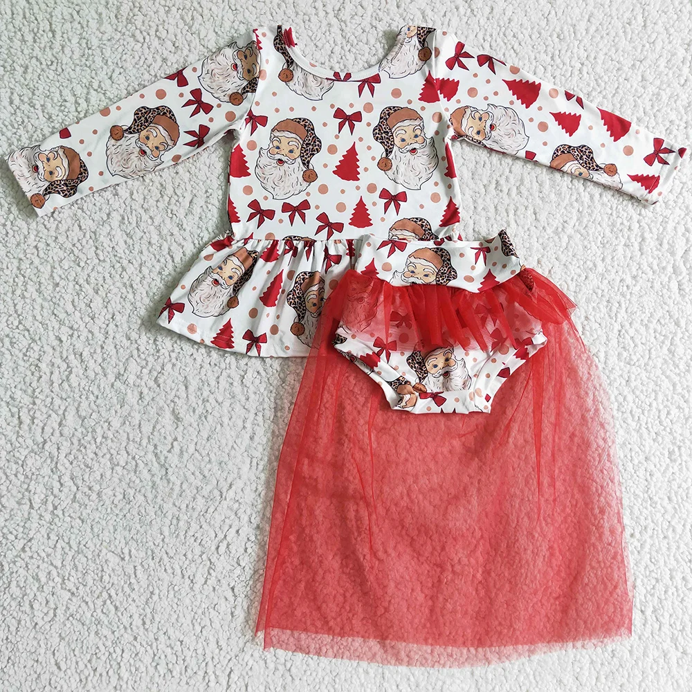 Rts Toddlers Girls Clothes Bummies Set 0-6Y Boutique Christmas Baby Girl Abbigliamento Babbo Natale Stampa Cute Kids Outfits All'Ingrosso