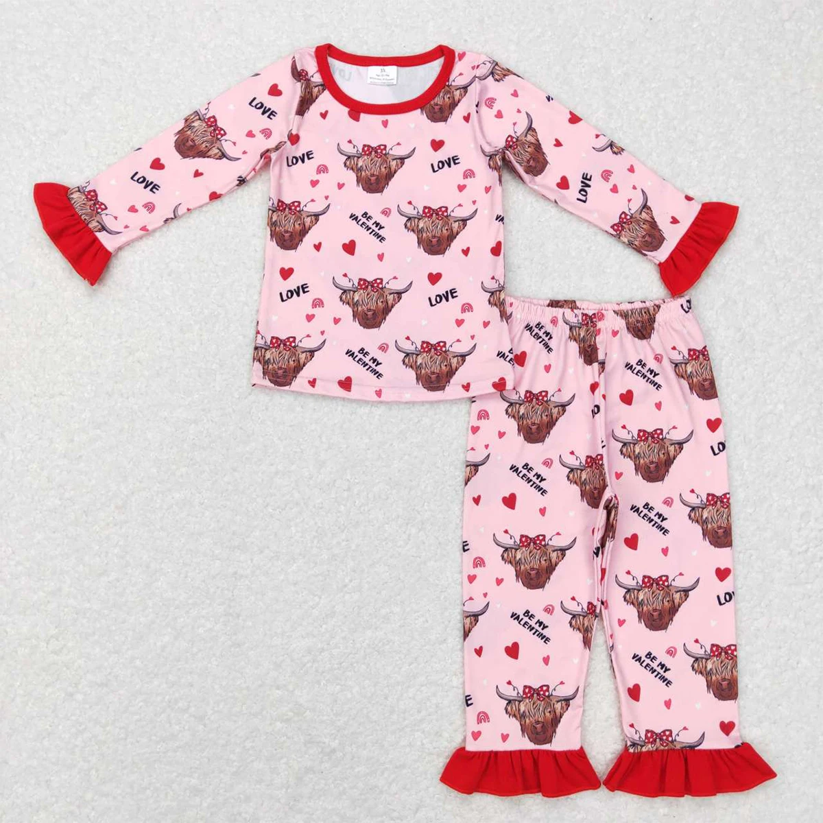 Pigiama Di San Valentino Per Bambini All'Ingrosso Pigiameria Bambina Maniche Lunghe Camicia Rosa Set Pantaloni Per Bambini Abbigliamento Da Notte Per 