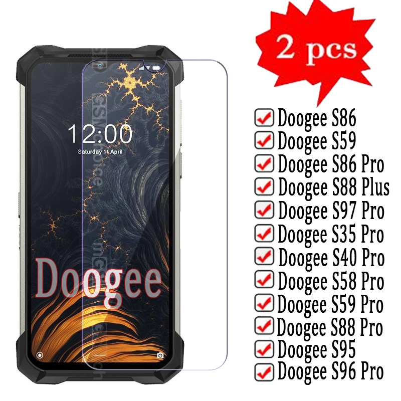 2 Pezzi Di Vetro Per Doogee S86 S59 S97 S40 S58 S95 S96 S88 Plus Pro Cover Screen Film Su Doogee S100 86 59 97 58 59 88 Pro Glass