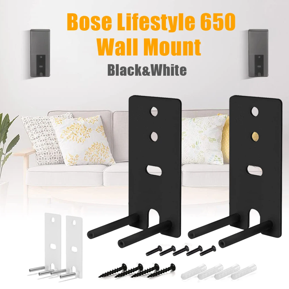 Staffe Per Montaggio A Parete In Acciaio Nero Per Bose Omnifgioiello Lifestyle 650 E Altoparlanti Surround 700 (Bianco E Nero)
