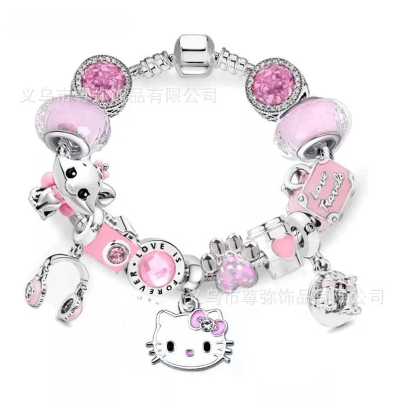 New Sanrio Hello Kitty Pandora Bracciali 925 Sterling Silver Series Charms A Forma Di Cuore Perline Gioielli Fortunati Regali