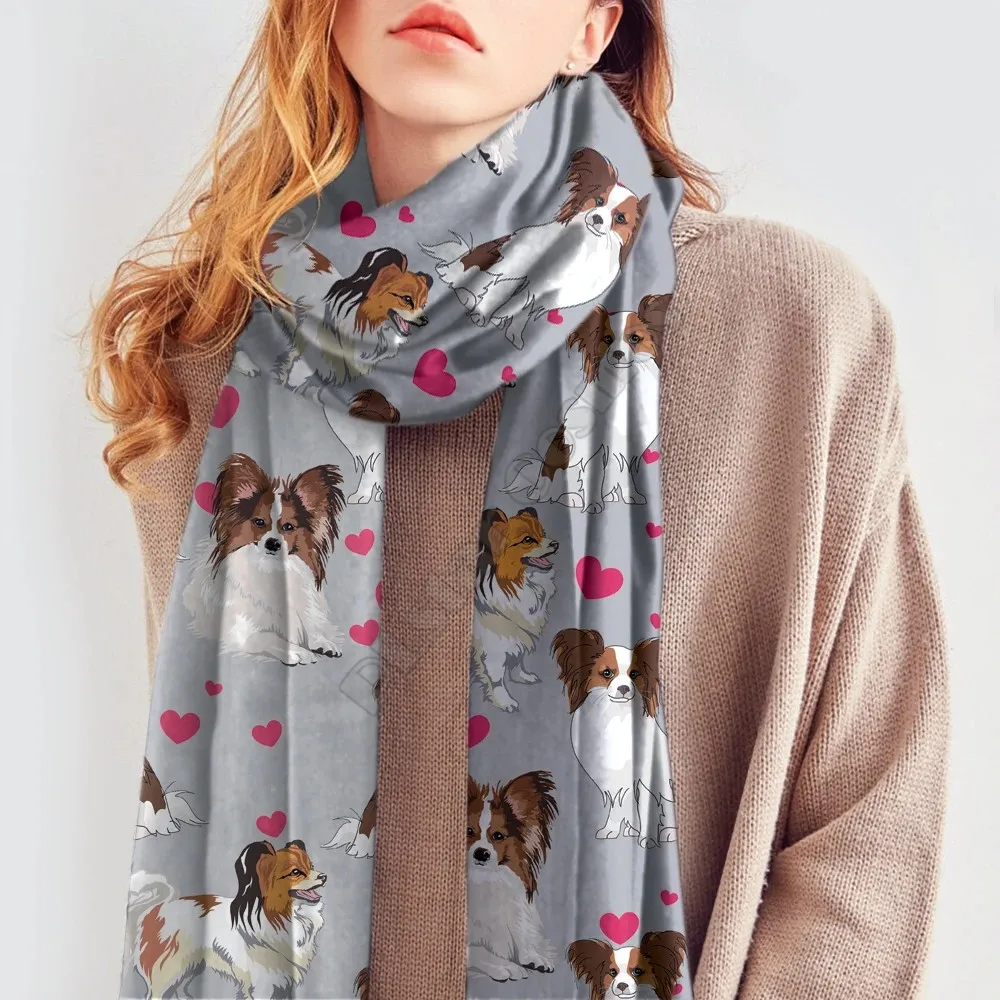 Sciarpa Papillon Carino Sciarpa In Cashmere Imitazione Stampata In 3D Autunno E Inverno Ispessimento Sciarpa Scialle Cane Divertente Caldo 03
