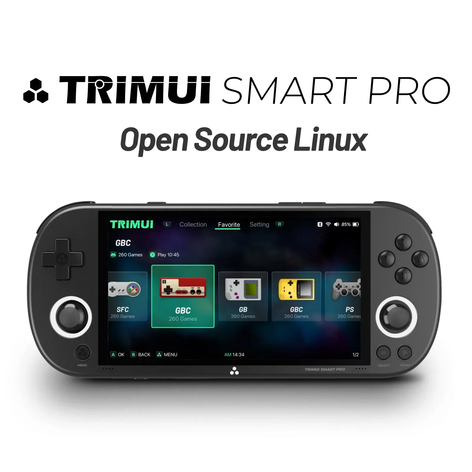 Ampown Smart Pro Console Di Gioco Portatile 4.96 ''Schermo Ips Sistema Linux Joystick Illuminazione Rgb Trimui Retro Console Per Videogiochi Regalo