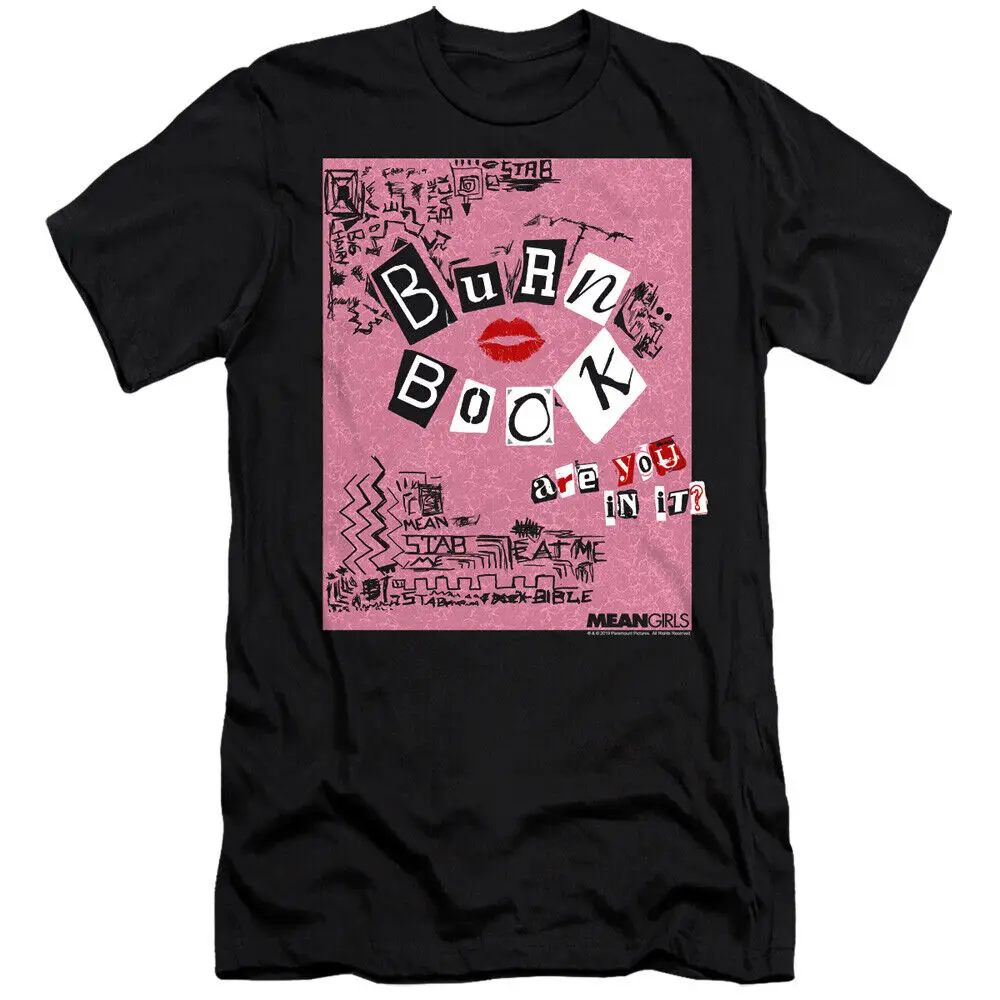 Maglietta Slim Fit Per Ragazze Medie Burn Book Maniche Lunghe O Corte Nere