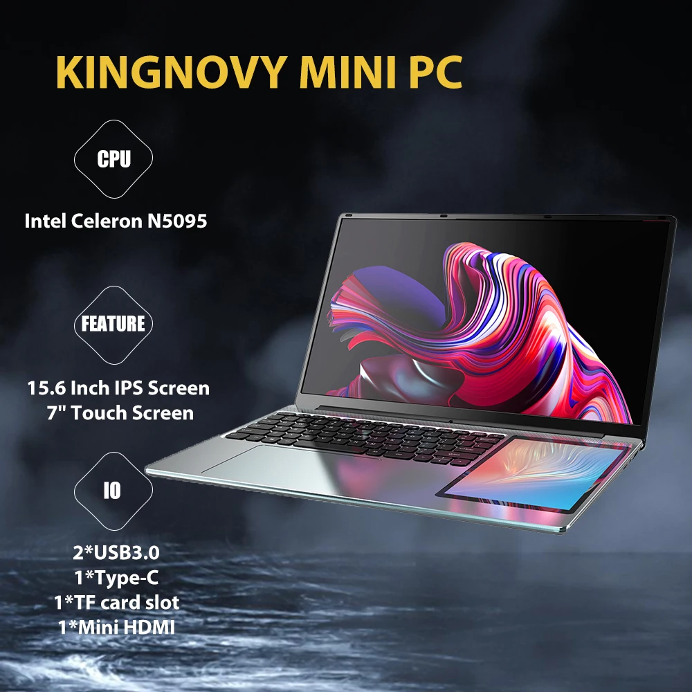 Home Business Laptop 15.6 "Ips + 7" Touch Screen Slim Laptop Intel Celeron N5095 Windows 11 Pro Ultraslim Notebook 5400Mah Batteria