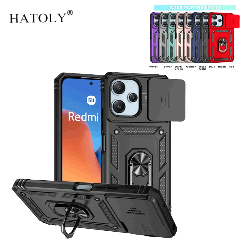 Per Xiaomi Redmi 12 Custodie Ring Kickstand Funda Capa Coque Bumper Case Per Xiaomi Redmi 12 12C Cover Posteriore Per Xiaomi Redmi 12