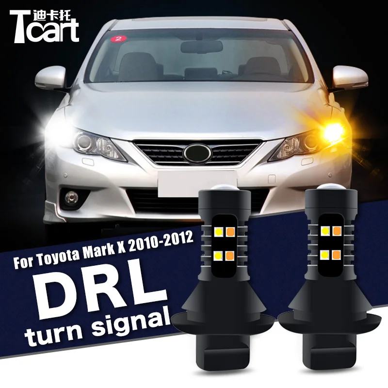 Accessori Auto Per Toyota Mark X (X130) 2010-2013 Led Daytime Running Light Turn Drl 2 In1