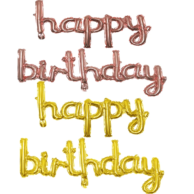 1Set Oro Rosa Argento Buon Compleanno Lettera Di Un Pezzo Palloncino In Foglio Di Alluminio Articoli Per La Decorazione Dell'Anniversario Della Festa 