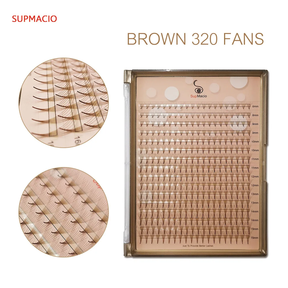 Supmacio Brown Premade Lash Extensions Soft 6D 5D 4D 3D 9-16 Mix Brown Volume Extension Ciglia Premade Fans Bouquet