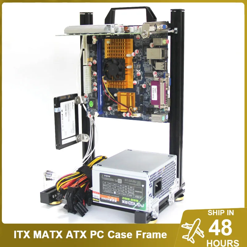 Mod Itx Matx Atx Portable Pc Case Open Frame Rack, Fai Da Te Raffreddamento Ad Acqua Verticale Computer Gamer Cabinet Desktop