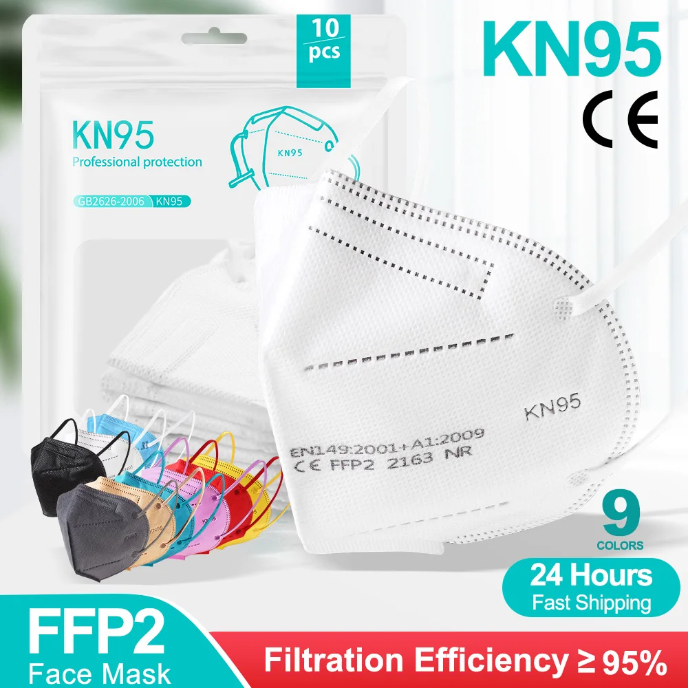 10-100 Pz Mascarillas Ffp2 Kn95 Maschera Ffp2 Omologada Plush Ffp2Mask Adulto 5 Strati Filtro Protettivo Mascarillas Fpp2 Colores