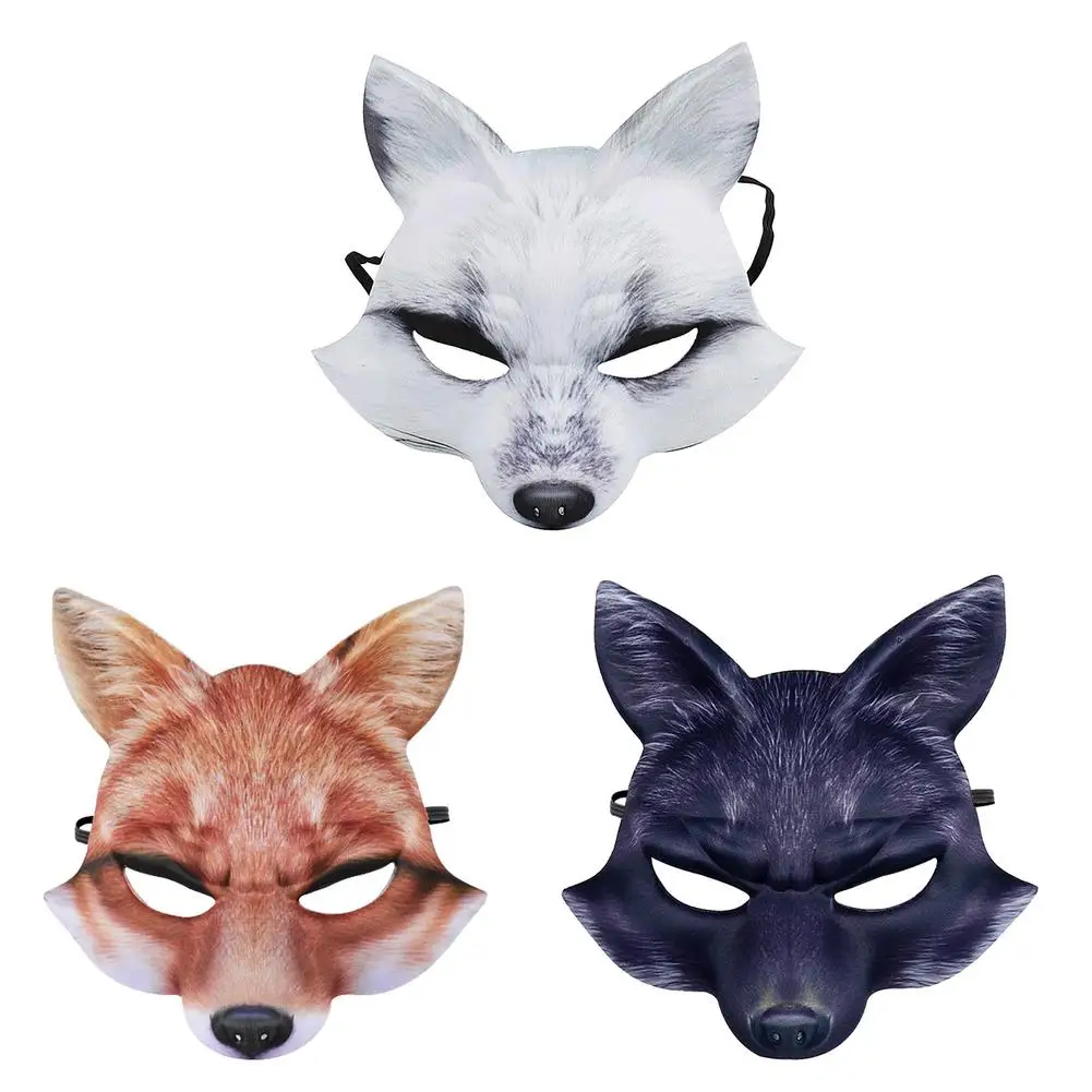 2021 Halloween Carnival Party Props Eva Half Face White Fox Mask