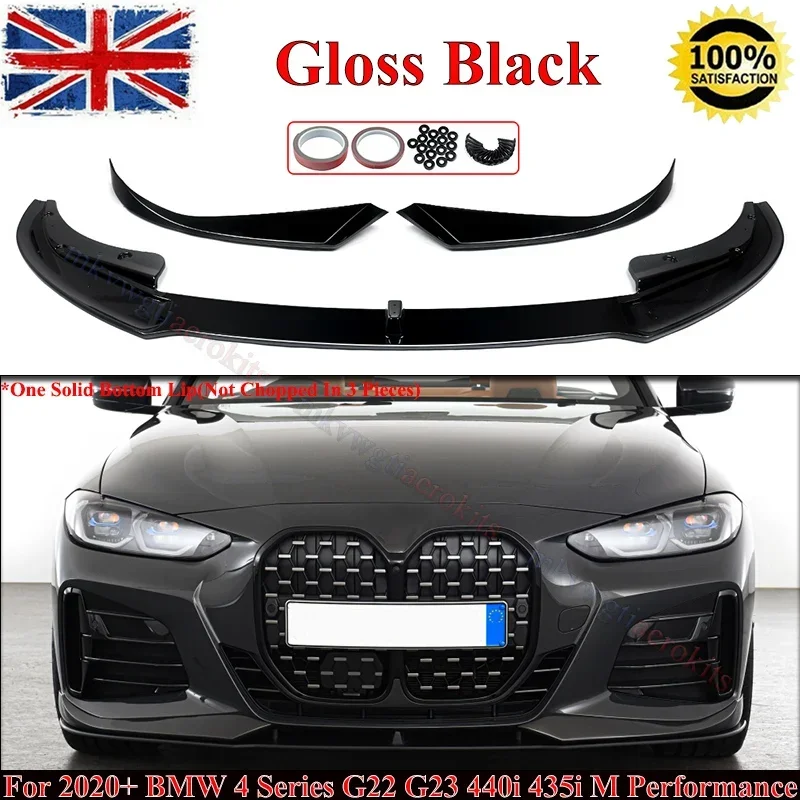 Per Bmw Serie 4 G22 G23 M-Sport Gloss Paraurti Anteriore Lip Spoiler Splitter 21-23