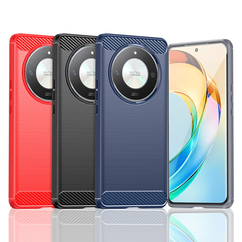 Cover Completa Per Honor X50 5G Custodia Per Honor X50 X 50 5G Paraurti Anti-Knock Cover Posteriore In Fibra Di Carbonio In Silicone Per Honor X50 5G 