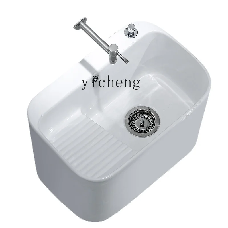Xl Balcone Wash Mop Piscina Grande Vasca Per La Biancheria Piscina Con Mocio In Ceramica Integrata Con Washboard