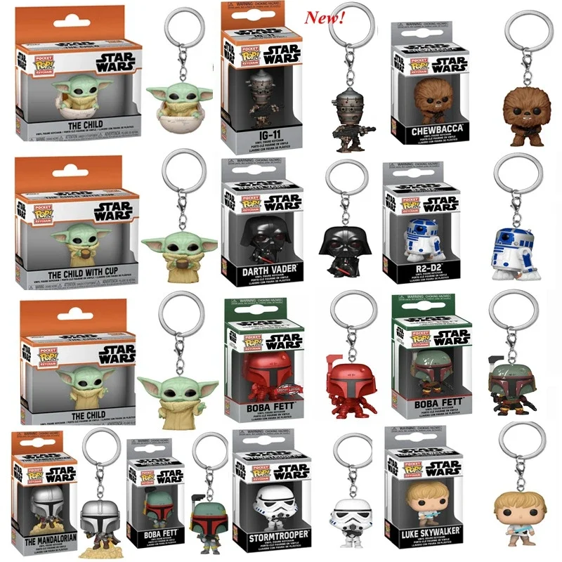 Funko Movie & Tv Star-Wars The Childyoda Portachiavi Giocattolo Boba Feit Ig-11 Con Tazza The Mandalorian Darth Vader Stromtrooper Portachiavi