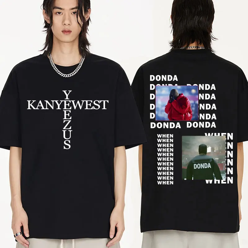 Rapper Kanye West T Shirt Yeezus Donda Album Print T-Shirt Uomo Moda 100% Cotone T-Shirt Oversize Manica Corta Streetwear