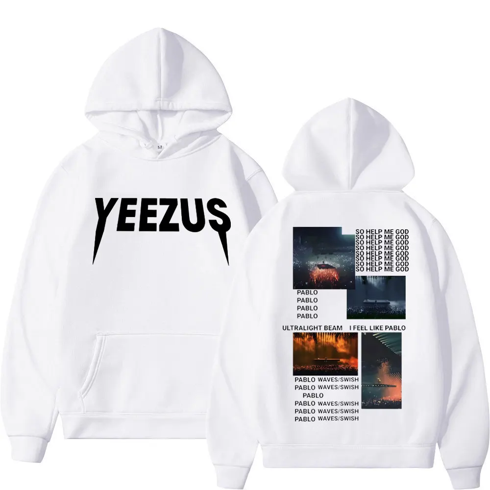 Hot Rapper Kanye West Yeezus Felpa Con Cappuccio The Life Of Pablo Album Concert Graphic Felpe Pullover Vintage Hip Hop Da Donna Da Uomo