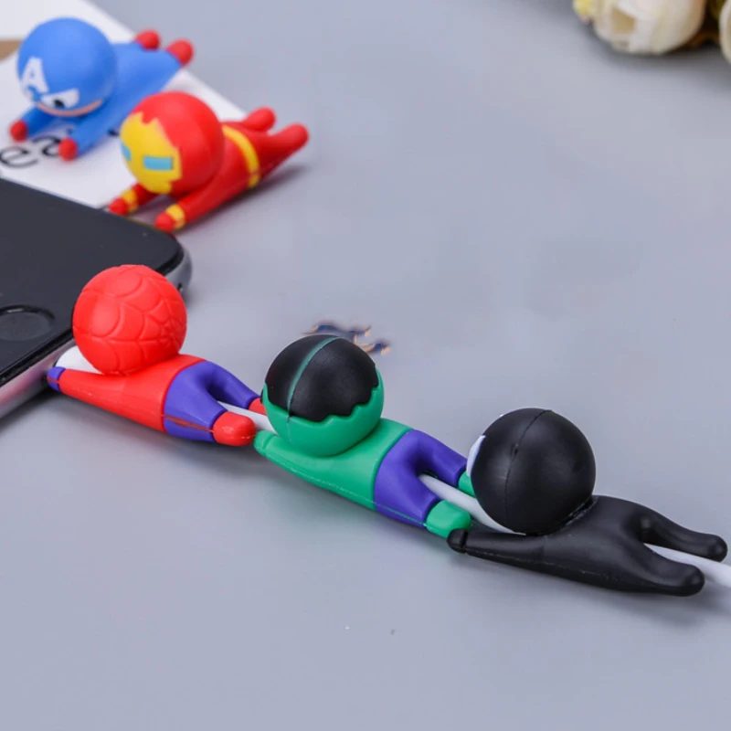 Disney Spiderman Iron Man Venom Hulk Captain America Pvc Data Cable Cover Protettiva Cute Cartoon Style Giocattoli Per Bambini Regali