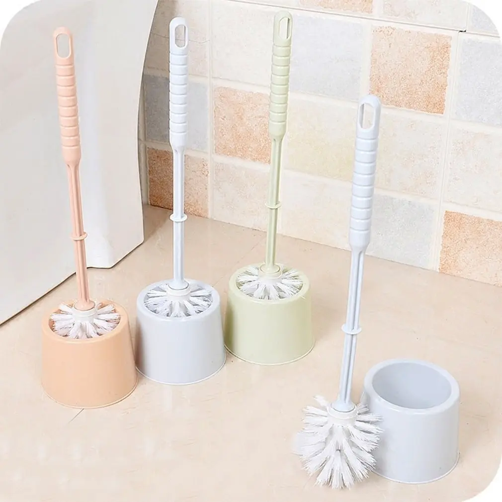 Toilet Brush With Base Flat Head Flexible Wall Mounted Toilet Bowl Cleaner Brush Holder Set For Wc Bathroom Household Use