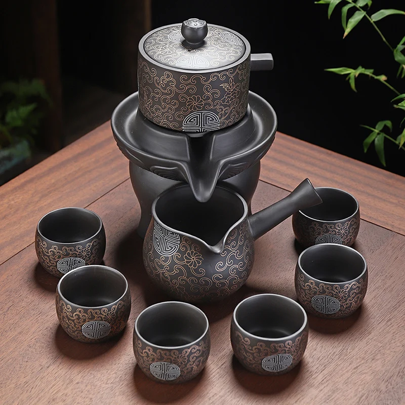 Set Da Tè Di Sabbia Viola Di Lusso Cerimonia In Ceramica Portatile Set Da Tè Matcha Bolla Cinese Carino Juego De Te Chino Set Da Tè Cinese