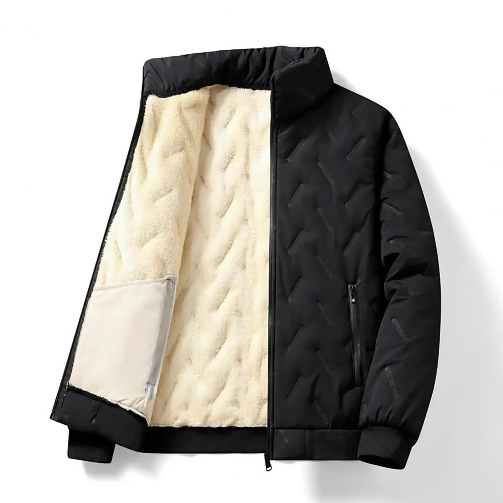 Giacca Invernale Antivento Da Uomo Giacca Invernale Con Zip Intera Giacca Invernale Da Uomo Con Colletto Alla Coreana Spessa Cerniera Imbottita In Pel