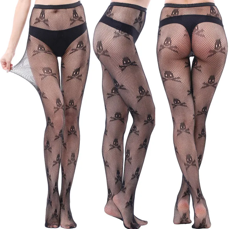Collant A Rete Cranio Collant Gamestopy Abiti Gotici Medias Negras Collant Femme Pantis De Mujer Donna Maglia Sexys Calze