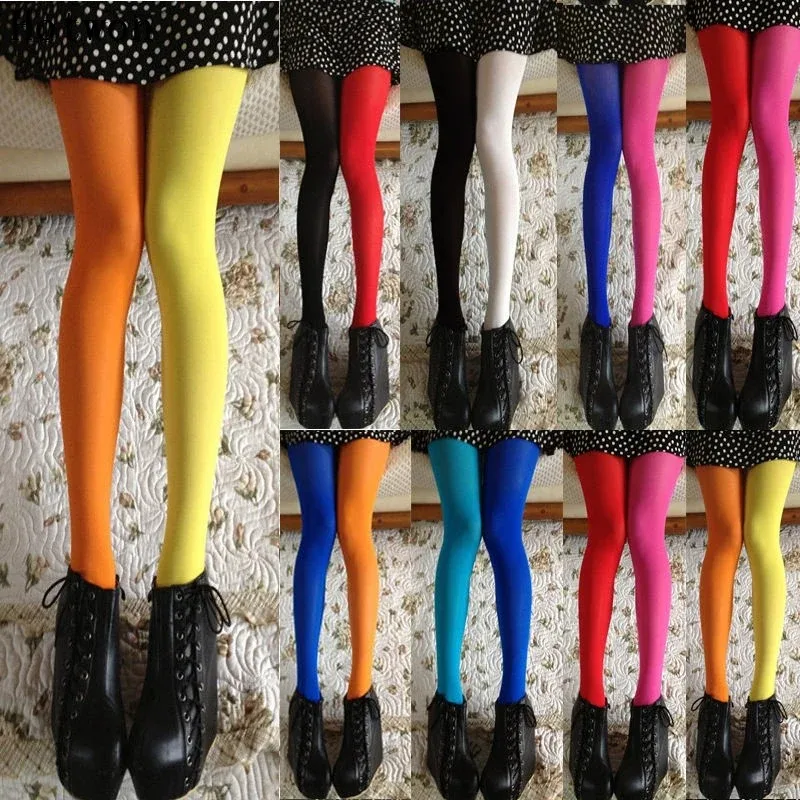 Lady Collant Patchwork Bicolore Calze Elastiche Elastiche Gambe Magre Collant Calze Sexy Donna Vendita Calda Calze