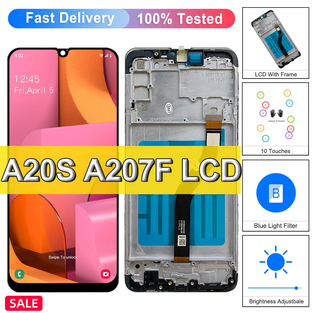 Per Samsung A20S Display Lcd Touch Screen Per Samsung Galaxy A20S A207F A207M A2070 Sostituzione Display Con Cornice
