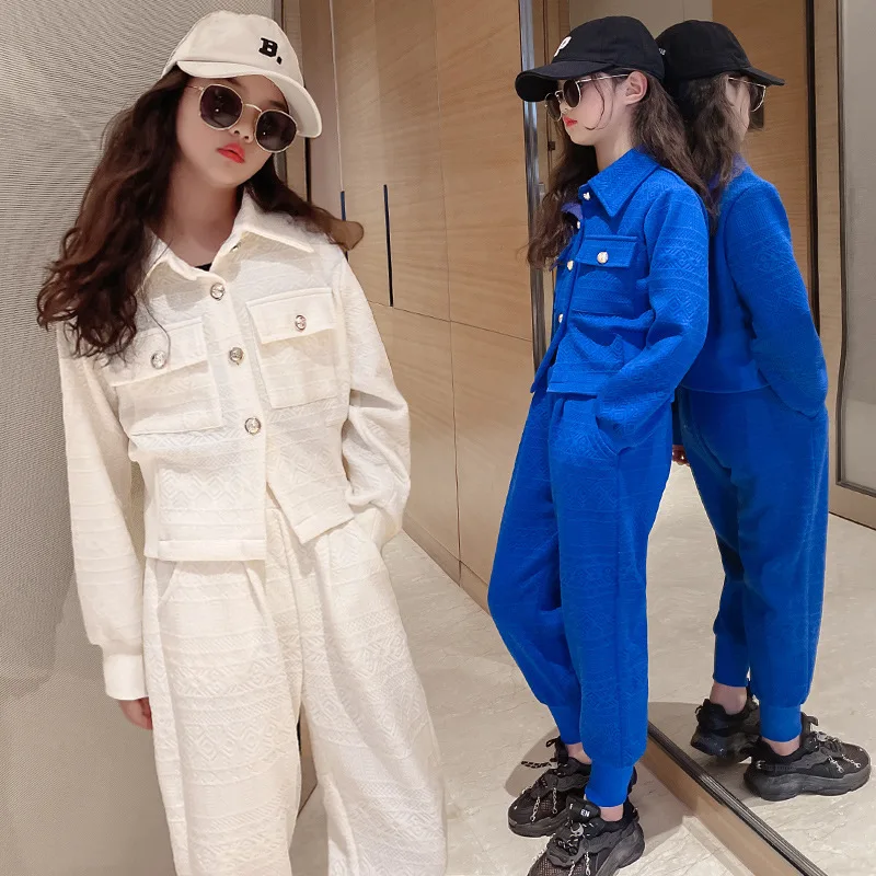Teen Girls Outerwear Suits Autumn Clothing Set Spring Fashion New Jackets + Pants 2Pcs Kids Clothes Outfit Sportswear 10 12 14 Y