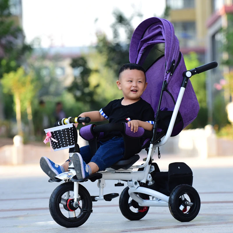 Triciclo Infantil Triciclo Passeggino 3 In 1 Portatile Triciclo Bici Carrozzina 3 Ruote Maniglia Convertibile Bambini
