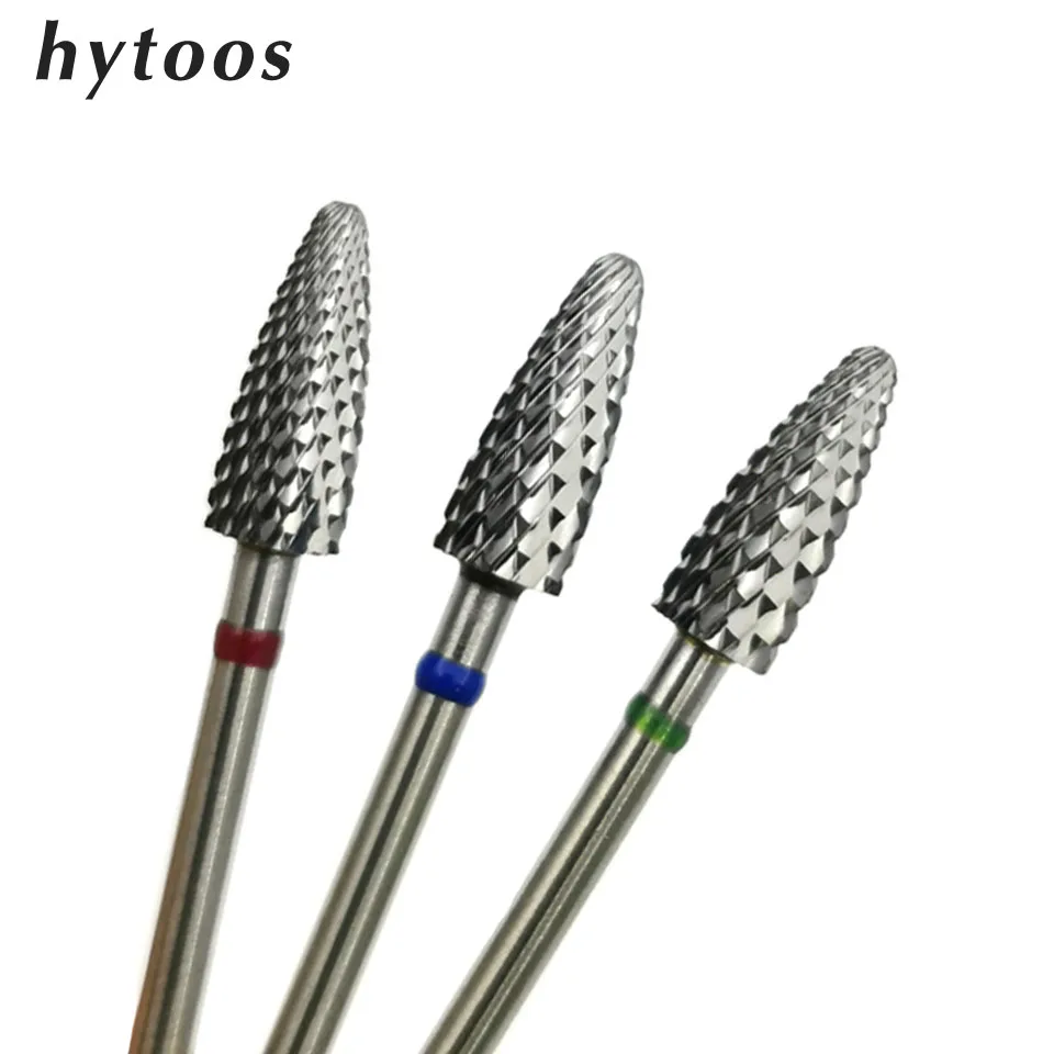 Hytoos 5Mm Punta A Fiamma 3/32 Punte Per Trapano In Metallo Duro Per Unghie Manicure Burr Remove Gel Accessori Per Fresa Elettrica