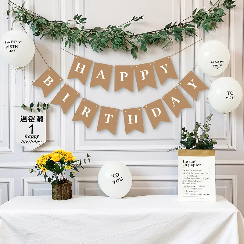 Nuova Decorazione Di Buon Compleanno Festa Di Compleanno Zigolo Ghirlanda Baby Shower Forniture Carta Kraft Banner Decorazione Buon Compleanno
