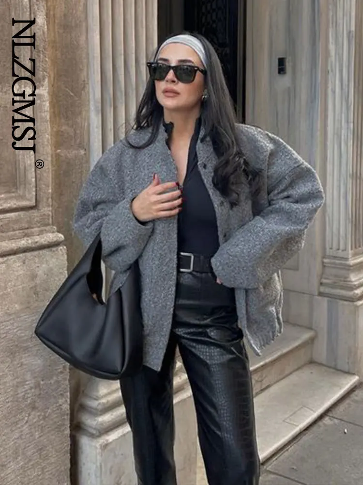 Muslimex Traf 2024 Primavera Giacca Grigia Calda Capispalla Donna Con Bottone Autunno Bomber Giacca Cappotto Donna Cappotto Invernale Top Donna