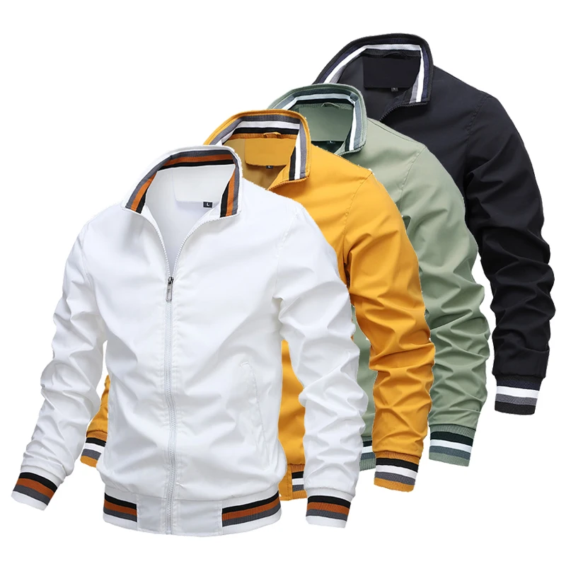 Giacca A Vento Da Uomo Giacca Casual Bianca Moda Uomo Cappotto Sportivo Impermeabile All'Aperto Giacca Bomber Primavera Estate Abbigliamento Uomo
