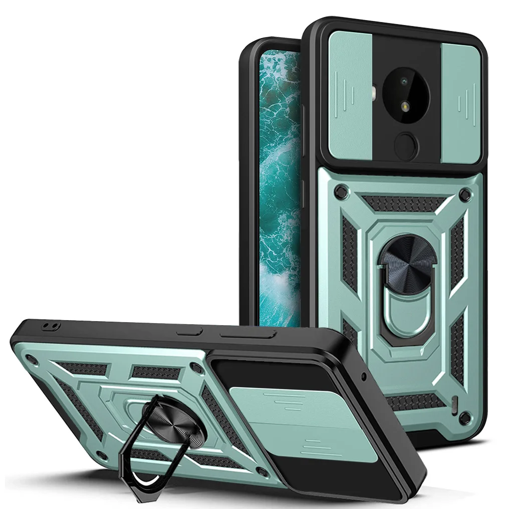 Per Nokia C30 Case Push Window Lens Cover Ring Bracket Etui Coque Nokia C21/Nokia C21 Plus Mobile Fundas Nokia G21/Nokia X100