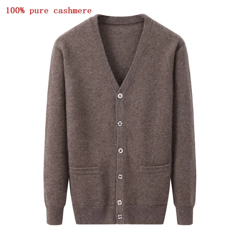 Nuovo Arrivo Di Alta Qualità Moda 100% Puro Cashmere Cardigan, Maglione Giacca In Maglia Con Scollo A V Da Uomo Addensato Taglia Xs-4Xl 5Xl