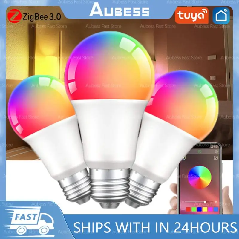 Tuya Zigbee Smart Led Lampadine Rgb C + W Lampade Dimmerabili Bianche Smart Life App Control Light E27 Lampadine Voce Alexa Google Home