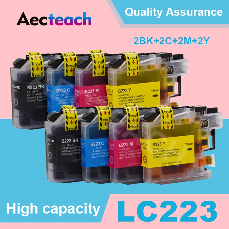 Aecteach Lc223 Lc221 Lc 223 Cartucce Per Cartuccia D'Inchiostro Stampante Brother Dcp-J562Dw J4120Dw Mfc-J480Dw J680Dw J880Dw J5320Dw