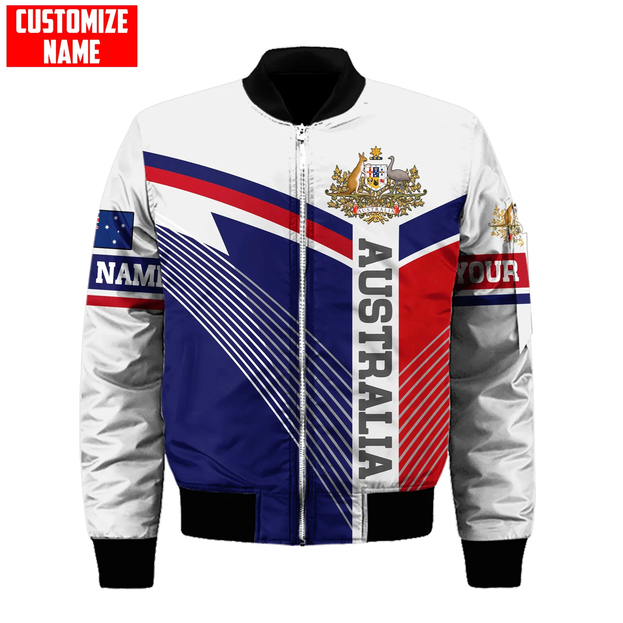 Plstar Cosmos Nome Personalizzato Cappotto Bandiera Australiana Del Braccio Giubbotti Bomber Da Uomo Stampati In 3D Giacca Invernale Unisex Casual Con