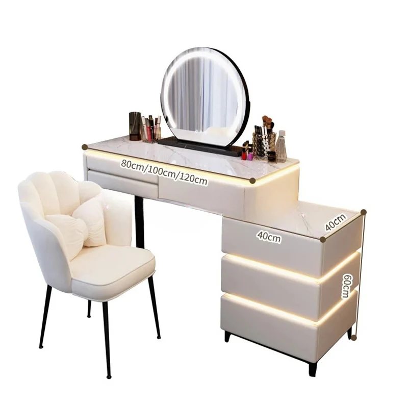 Modern Dresser Makeup Tables Vanity Mirror Led Drawer Makeup Toletta Luxury Tavoli Da Rucco Mobili Per Camera Da Letto