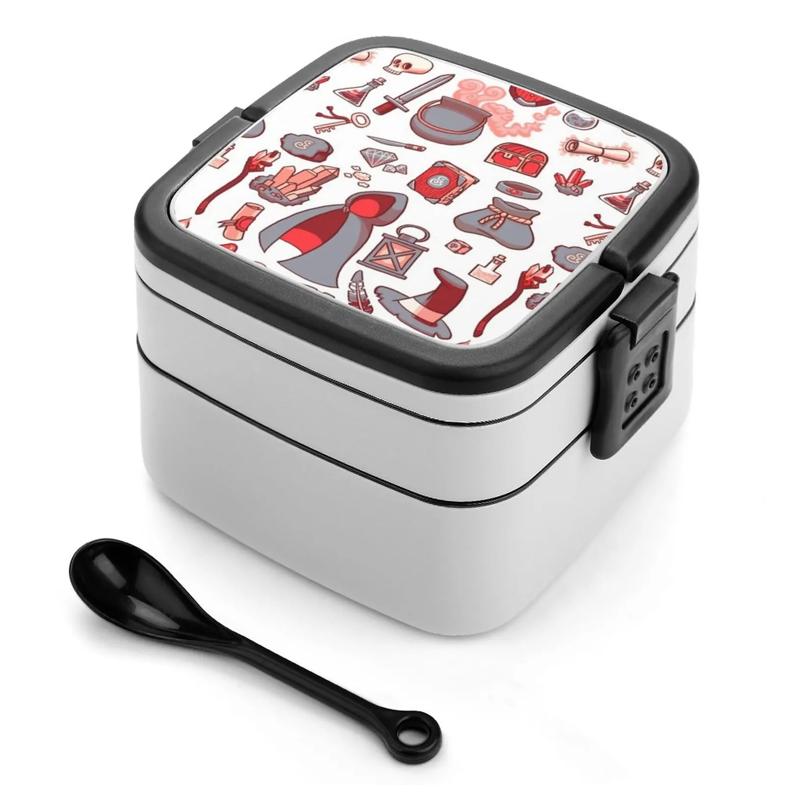 Magic Stuff Bento Box New Student Camping Lunch Dinner Lunch Boxes Rpg Magic Maga Sword Nerd Poision Scull Chest Mushroom